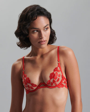 Soutien-gorge avec armatures Marian Rouge/Transparent