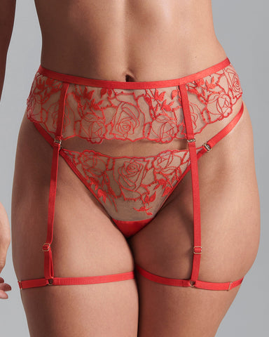 Harnais De Cuisse Rosalie Rouge/Transparent